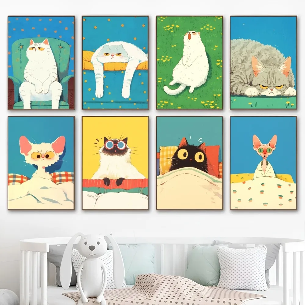 Vintage Items - Art mural vintage, animaux amusants, chats
