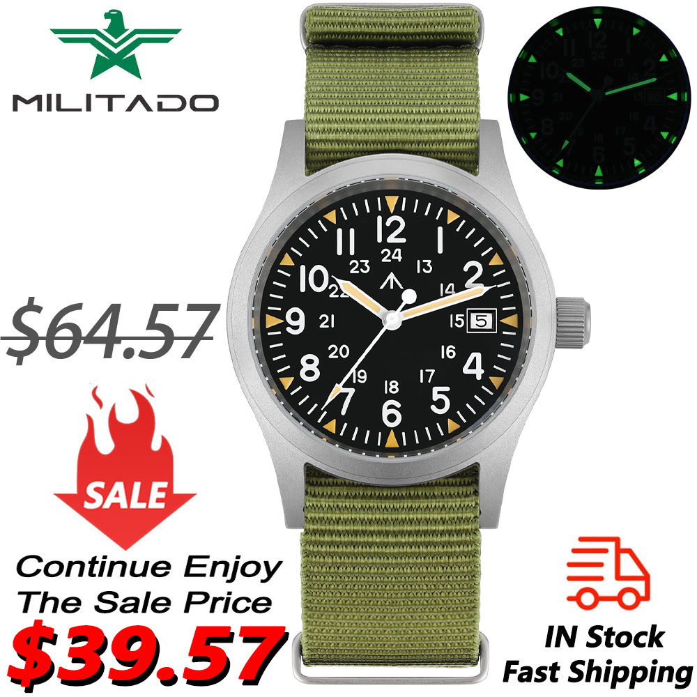 Vintage Watch Crystal - Militado ML05 montre militaire Ronda 515