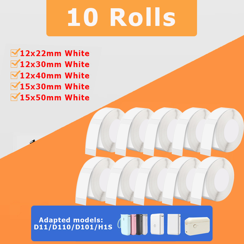 Typewriter Ribbon Roll - 10 rouleaux d'étiquettes officielles NiiMBOT D110