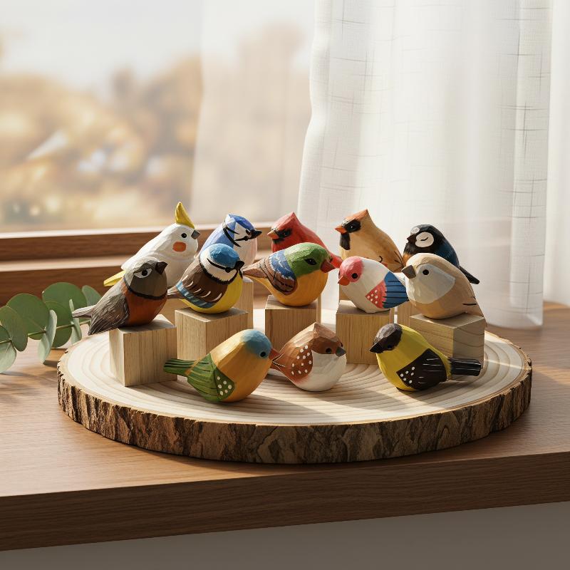 Vintage Collectibles Store - Figurines d'oiseaux en bois sculptées à