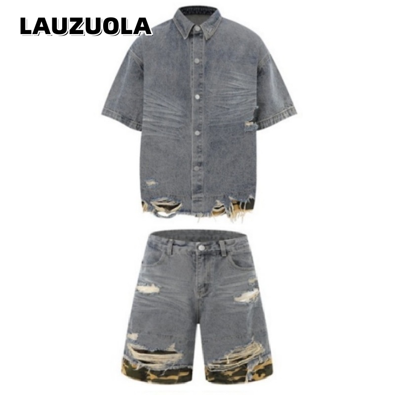 Vintage Zipper - Ensemble chemise et short en jean