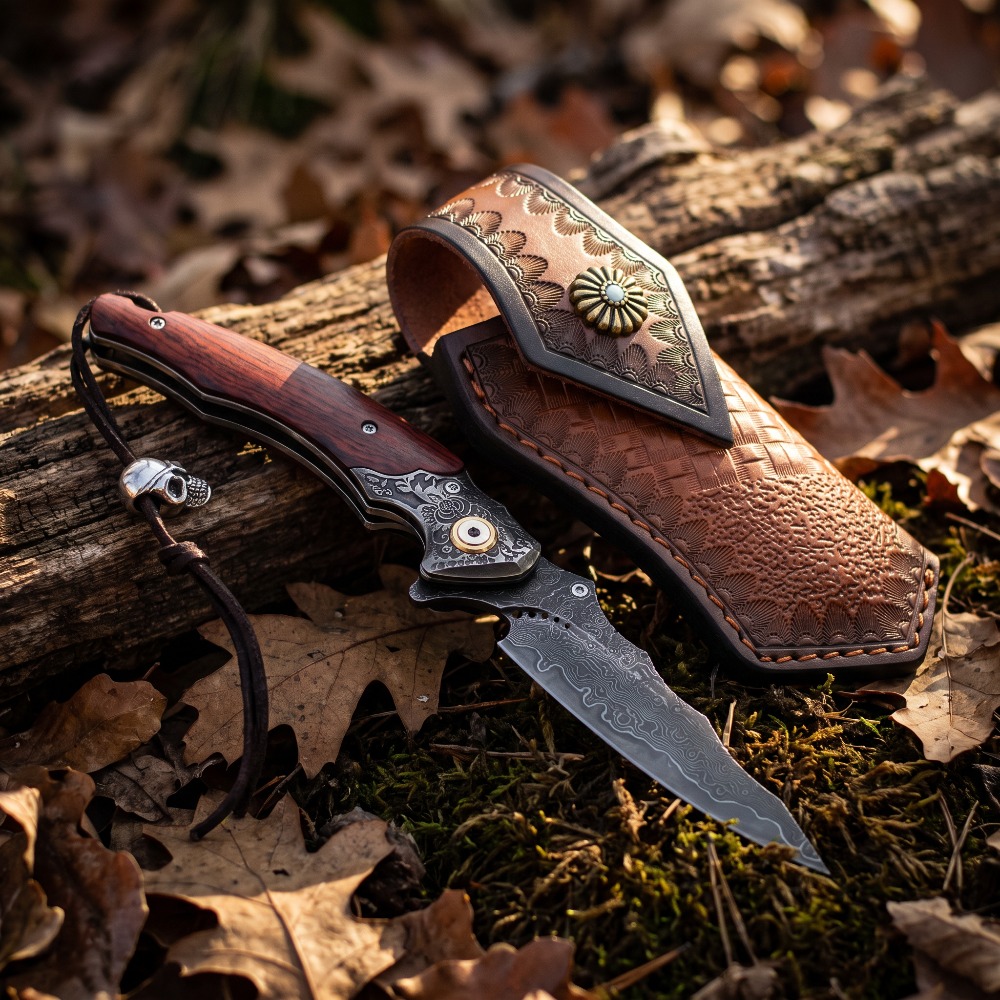 Vintage Collectible Knife - Couteau pliant vintage gravé, lame à