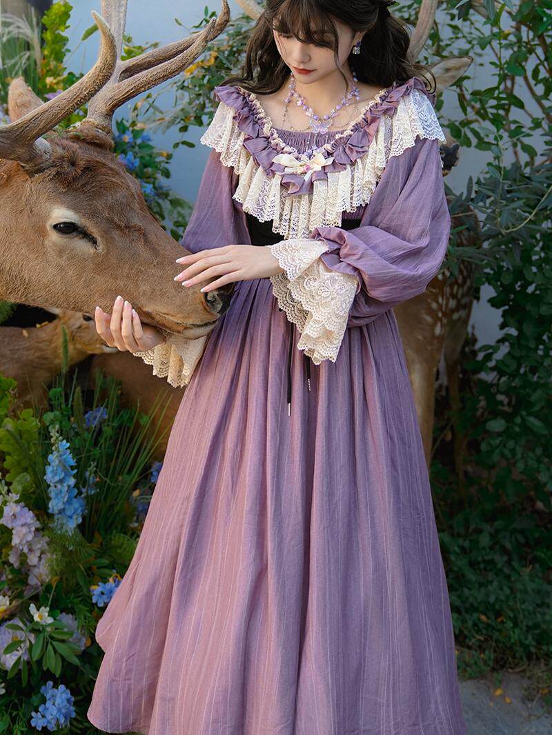 Vintage Necklace - Robe Lolita classique victorienne violette Nicemix,