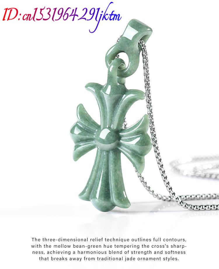 Collier pendentif croix en jad - Vintage Necklace avis et prix