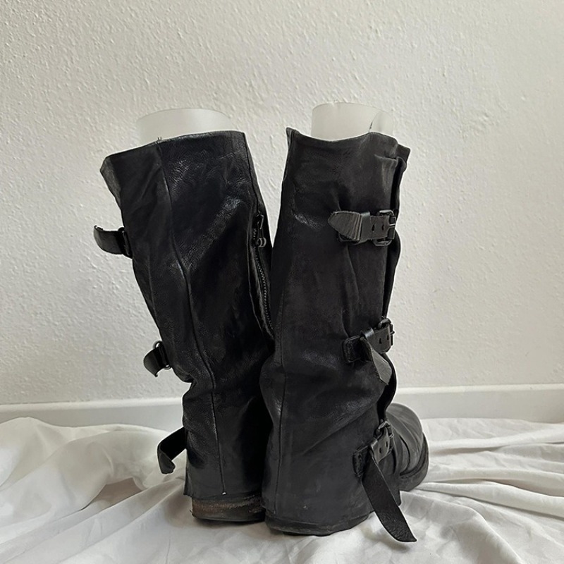 Bottes mi-mollet plissées à bo - Vintage Zipper avis et prix